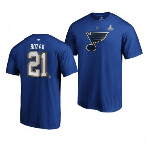 2019 Stanley Cup Champions Blues Tyler Bozak Authentic Stack T-Shirt - Royal - Sale