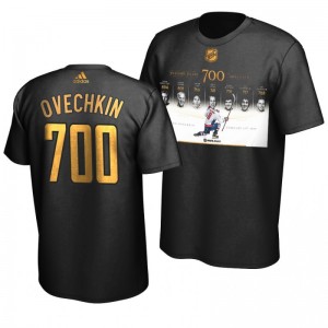 Alexander Ovechkin 700 Goals Capitals Golden Limited Black T-Shirt - Sale