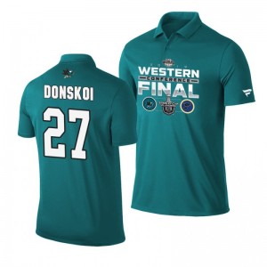 Joonas Donskoi Sharks 2019 Stanley Cup Western Conference Finals Matchup Polo Shirt Teal - Sale