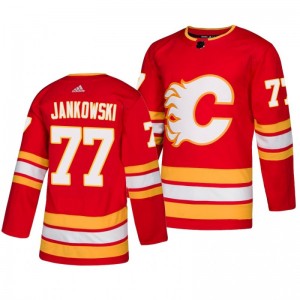 Mark Jankowski Flames Player Adidas Authentic Alternate Red Jersey - Sale
