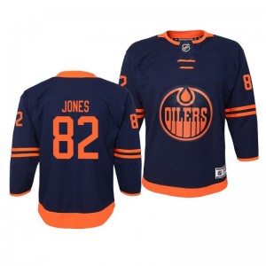 Caleb Jones Edmonton Oilers 2019-20 Premier Navy Alternate Jersey - Youth - Sale