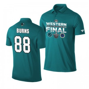 Brent Burns Sharks 2019 Stanley Cup Western Conference Finals Matchup Polo Shirt Teal - Sale