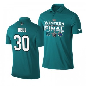 Aaron Dell Sharks 2019 Stanley Cup Western Conference Finals Matchup Polo Shirt Teal - Sale