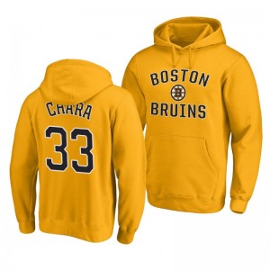 Bruins Zdeno Chara Team Victory Arch Pullover Gold Hoodie - Sale