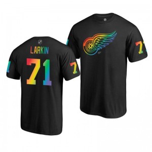 Dylan Larkin Red Wings Black Rainbow Pride Name and Number T-Shirt - Sale