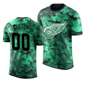 Red Wings Custom St. Patrick's Day Green Lucky Shamrock Adidas T-shirt - Sale