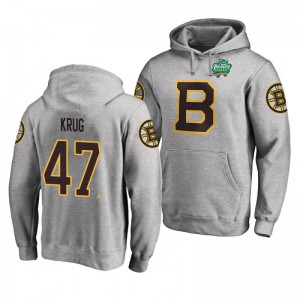 Boston Bruins 2019 Winter Classic Torey Krug Heather Gray Primary Logo Pullover Hoodie - Sale