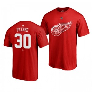 Calvin Pickard Red Wings Red Authentic Stack T-Shirt - Sale