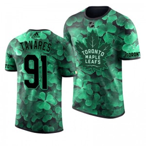 Maple Leafs John Tavares St. Patrick's Day Green Lucky Shamrock Adidas T-shirt - Sale