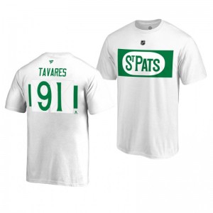 Toronto Maple Leafs John Tavares White 2019 St. Pats Authentic Stack Alternate T-Shirt - Sale