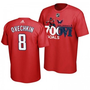 Alexander Ovechkin 700 Goals Capitals Career High Red T-Shirt - Sale