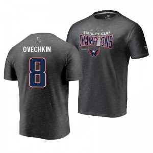 Men's Alex Ovechkin Capitals 2018 Heather Charcoal Locker Room Appeal Play Stanley Cup Champions T-shirt - Sale