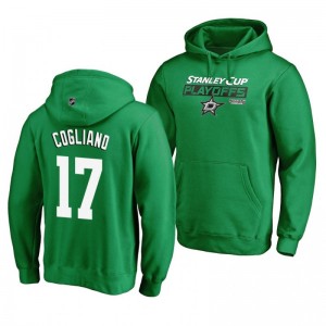 Dallas Stars 2019 Stanley Cup Playoffs Andrew Cogliano Kelly Green Bound Body Checking Pullover Hoodie - Sale