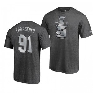 Blues 2019 Stanley Cup Champions Banner Collection Vladimir Tarasenko T-Shirt - Heather Charcoal - Sale