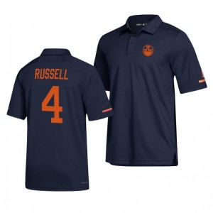 Oilers Kris Russell Alternate Game Day Navy Polo Shirt - Sale