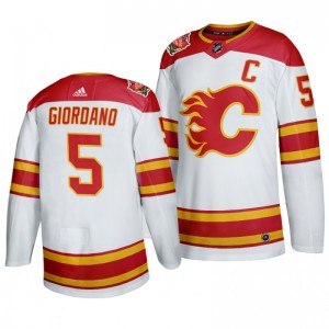 Mark Giordano Flames White 2019-20 Heritage Authentic Jersey - Sale