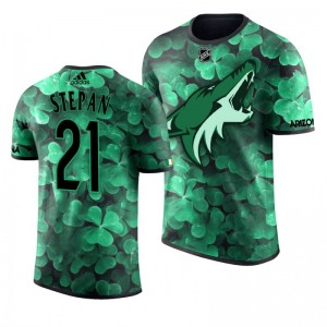 Coyotes Derek Stepan St. Patrick's Day Green Lucky Shamrock Adidas T-shirt - Sale