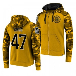 Bruins Torey Krug Full-Zip Yellow Camo Hoodie - Sale