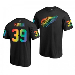 Anthony Mantha Red Wings Black Rainbow Pride Name and Number T-Shirt - Sale