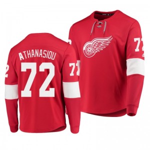 Red Wings Andreas Athanasiou Red Platinum Long Sleeve Jersey T-Shirt - Sale