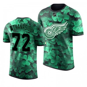Red Wings Andreas Athanasiou St. Patrick's Day Green Lucky Shamrock Adidas T-shirt - Sale
