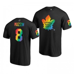 Jake Muzzin Maple Leafs Name and Number LGBT Black Rainbow Pride T-Shirt - Sale