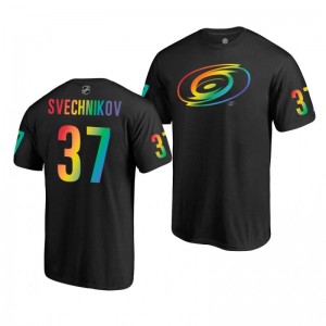 Andrei Svechnikov Hurricanes 2019 Rainbow Pride Name and Number LGBT Black T-Shirt - Sale