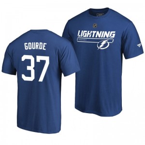 Tampa Bay Lightning Yanni Gourde Blue Rinkside Collection Prime Authentic Pro T-shirt - Sale
