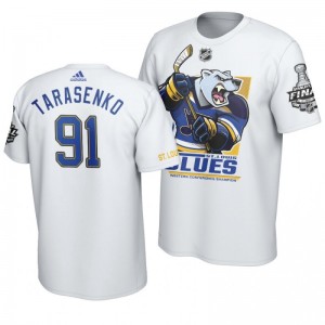 2019 Stanley Cup Final Blues Vladimir Tarasenko Cartoon Mascot T-Shirt - White - Sale