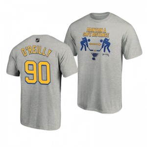 2020 Stanley Cup Playoffs Safe Distance Blues Ryan O'Reilly Heather Gray T-Shirt - Sale