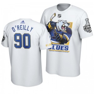 2019 Stanley Cup Final Blues Ryan O'Reilly Cartoon Mascot T-Shirt - White - Sale