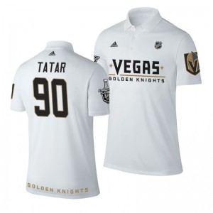 Golden Knights Tomas Tatar white Adidas Name and Number Stanley Cup Polo Shirt - Sale