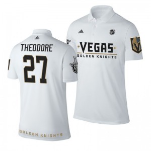 Golden Knights Shea Theodore white Adidas Name and Number Stanley Cup Polo Shirt - Sale