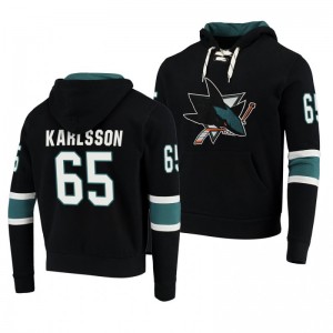 Erik Karlsson Sharks 2019-20 Kinship Black Red Jacket Hoodie - Sale