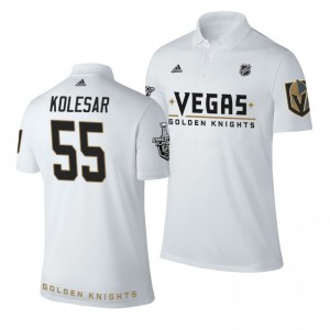 Golden Knights Keegan Kolesar white Adidas Name and Number Stanley Cup Polo Shirt - Sale