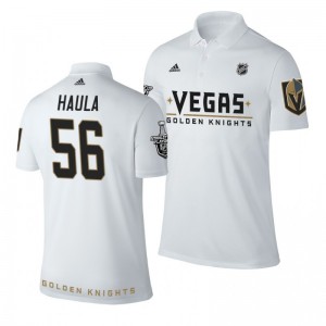 Golden Knights Erik Haula white Adidas Name and Number Stanley Cup Polo Shirt - Sale