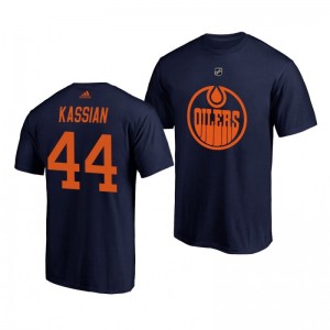 Zack Kassian Oilers Navy Authentic Stack T-Shirt - Sale
