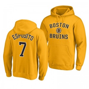 Bruins Phil Esposito Team Victory Arch Pullover Gold Hoodie - Sale