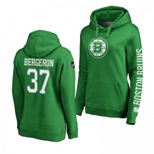 Patrice Bergeron Boston Bruins St. Patrick's Day Green Women's Pullover Hoodie - Sale