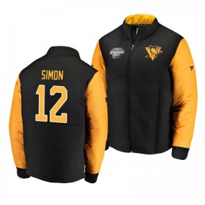 Black Penguins Dominik Simon Authentic Pro Puffer NHL Stadium Series Jacket - Sale