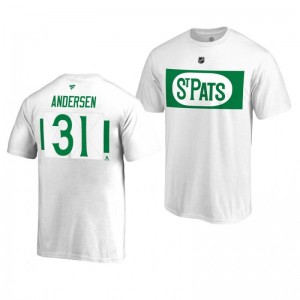 Toronto Maple Leafs Frederik Andersen White 2019 St. Pats Authentic Stack Alternate T-Shirt - Sale