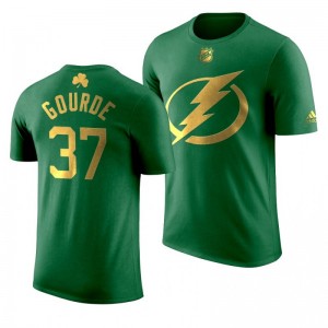 NHL Lightning Yanni Gourde 2020 St. Patrick's Day Golden Limited Green T-shirt - Sale
