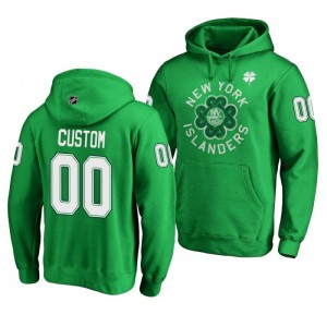 Custom New York Islanders St. Patrick's Day Green Pullover Hoodie