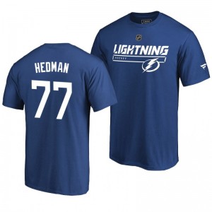 Tampa Bay Lightning Victor Hedman Blue Rinkside Collection Prime Authentic Pro T-shirt - Sale