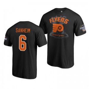 Flyers Travis Sanheim 2019 NHL Stadium Series Coors Light Blue Line Black T-Shirt - Sale