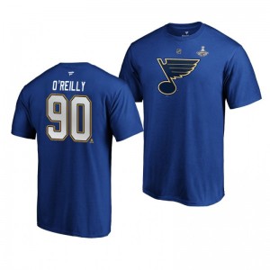 2019 Stanley Cup Champions Blues Ryan O'Reilly Authentic Stack T-Shirt - Royal - Sale