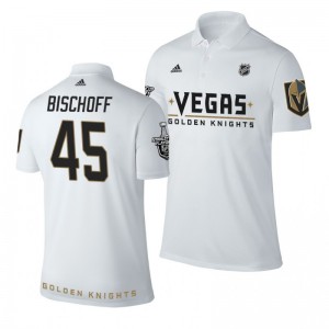 Golden Knights Jake Bischoff white Adidas Name and Number Stanley Cup Polo Shirt - Sale
