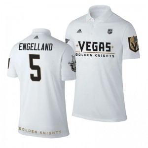 Golden Knights Deryk Engelland white Adidas Name and Number Stanley Cup Polo Shirt - Sale