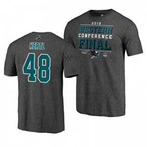 Sharks 2019 Stanley Cup Playoffs Tomas Hertl Western Conference Finals Gray T-Shirt - Sale
