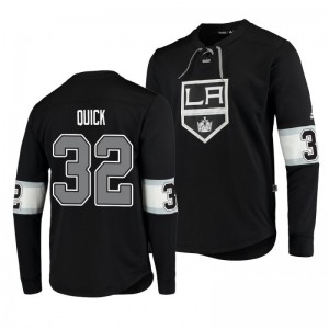 Kings Jonathan Quick Black Adidas Platinum Long Sleeve Jersey T-Shirt - Sale